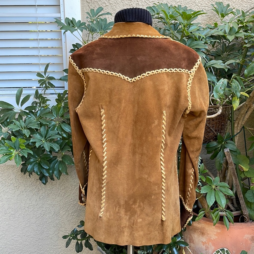Vintage 60’s multicolored tool made and hand made brushed suede/leather jacket - Picture 10 of 13